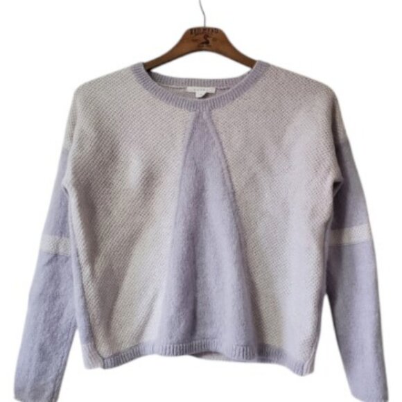 Duffy two-tone purple alpaca mohair blend cozy boxy sweater size M - Picture 2 of 6